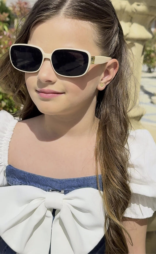 Elegant Denim & White Bow Dress for Girls