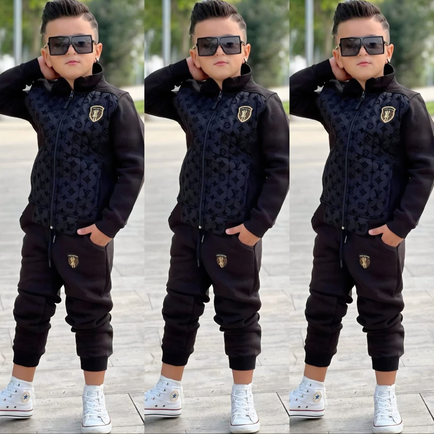 Boys Luxury Jacquard Cotton 2-Piece Outfit Set